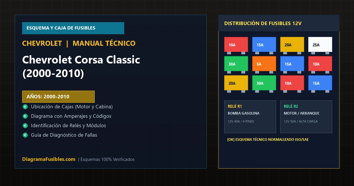 Diagrama de fusibles Chevrolet Corsa Classic (2000-2010)
