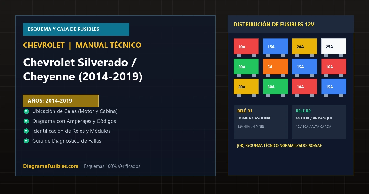 Diagrama de fusibles Chevrolet Silverado / Cheyenne (2014-2019)