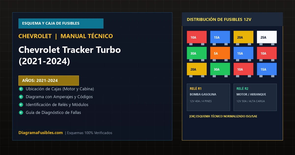 Diagrama de fusibles Chevrolet Tracker Turbo (2021-2024)
