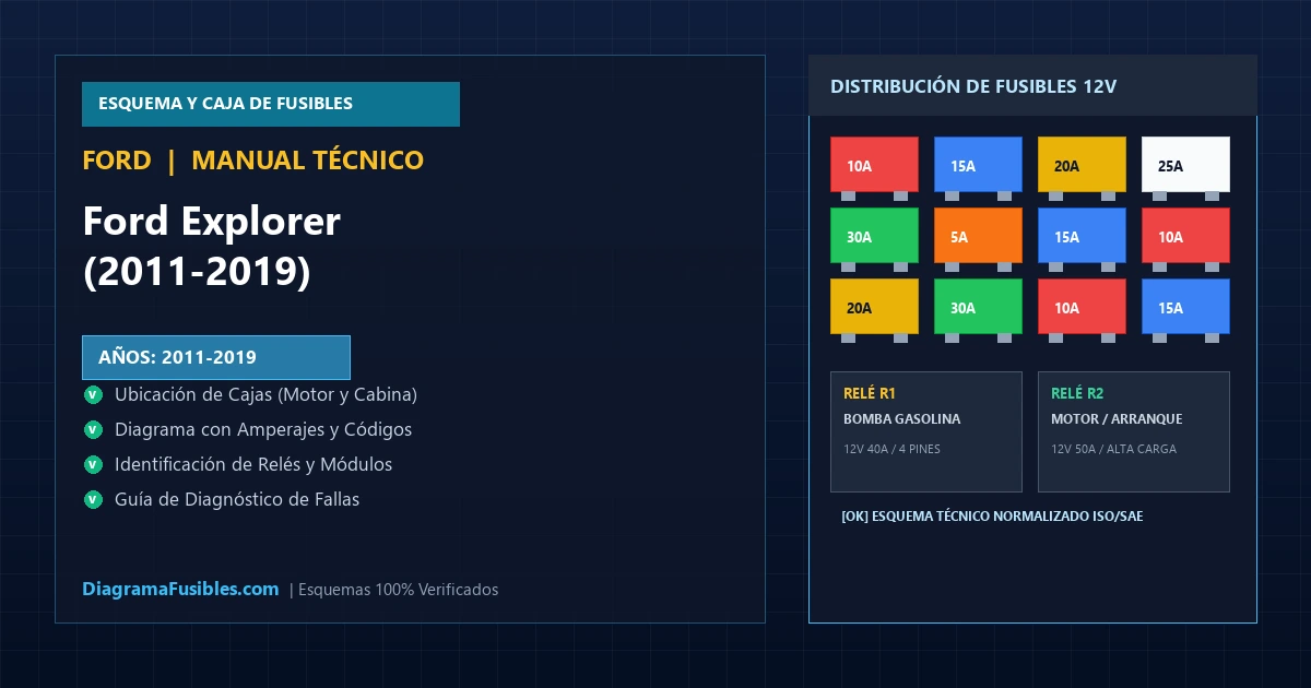 Diagrama de fusibles Ford Explorer (2011-2019)
