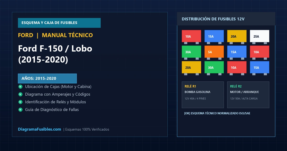 Diagrama de fusibles Ford F-150 / Lobo (2015-2020)