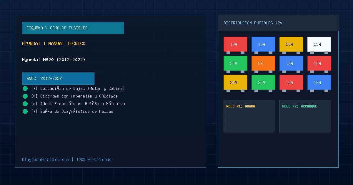 Diagrama de fusibles Hyundai HB20 (2012-2022)