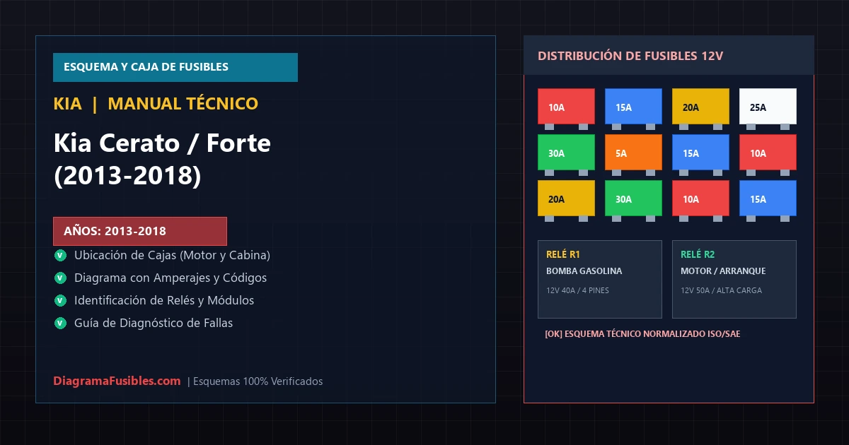 Diagrama de fusibles Kia Cerato / Forte (2013-2018)