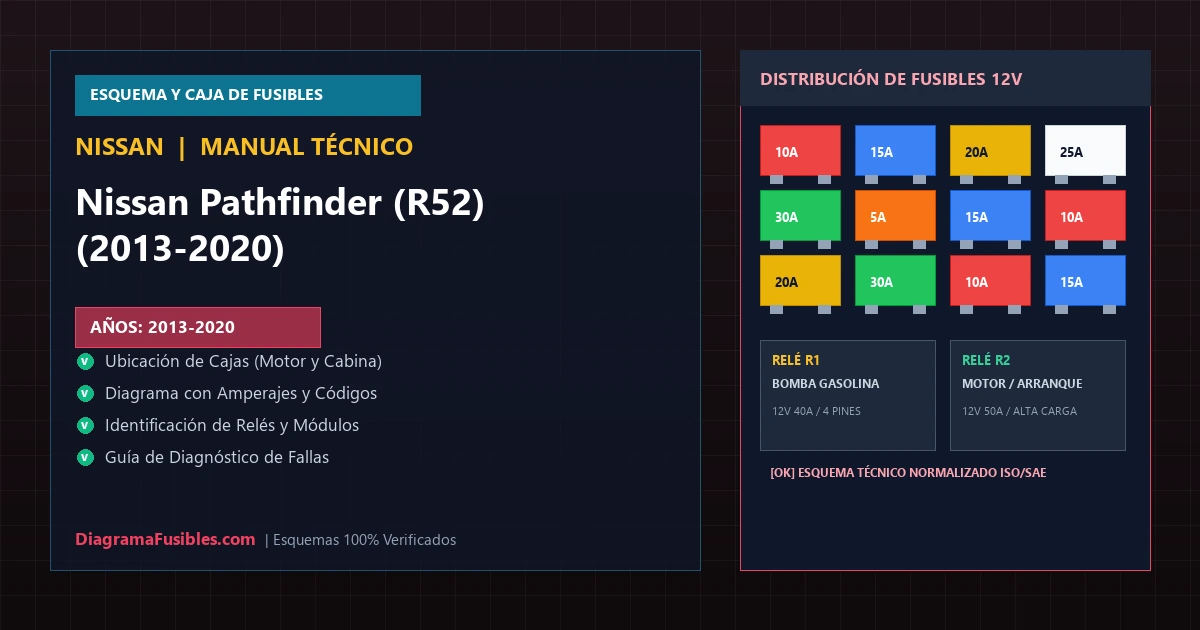 Diagrama de fusibles Nissan Pathfinder (R52) (2013-2020)