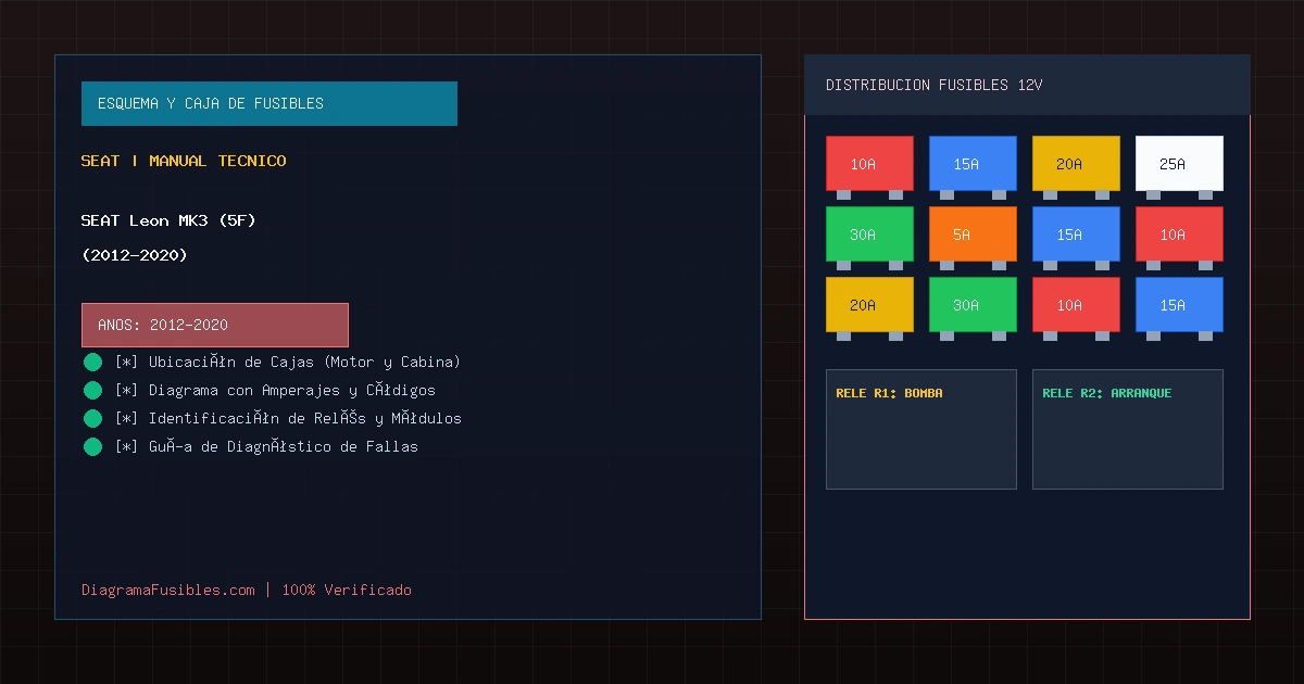 Diagrama de fusibles SEAT Leon MK3 (5F) (2012-2020)