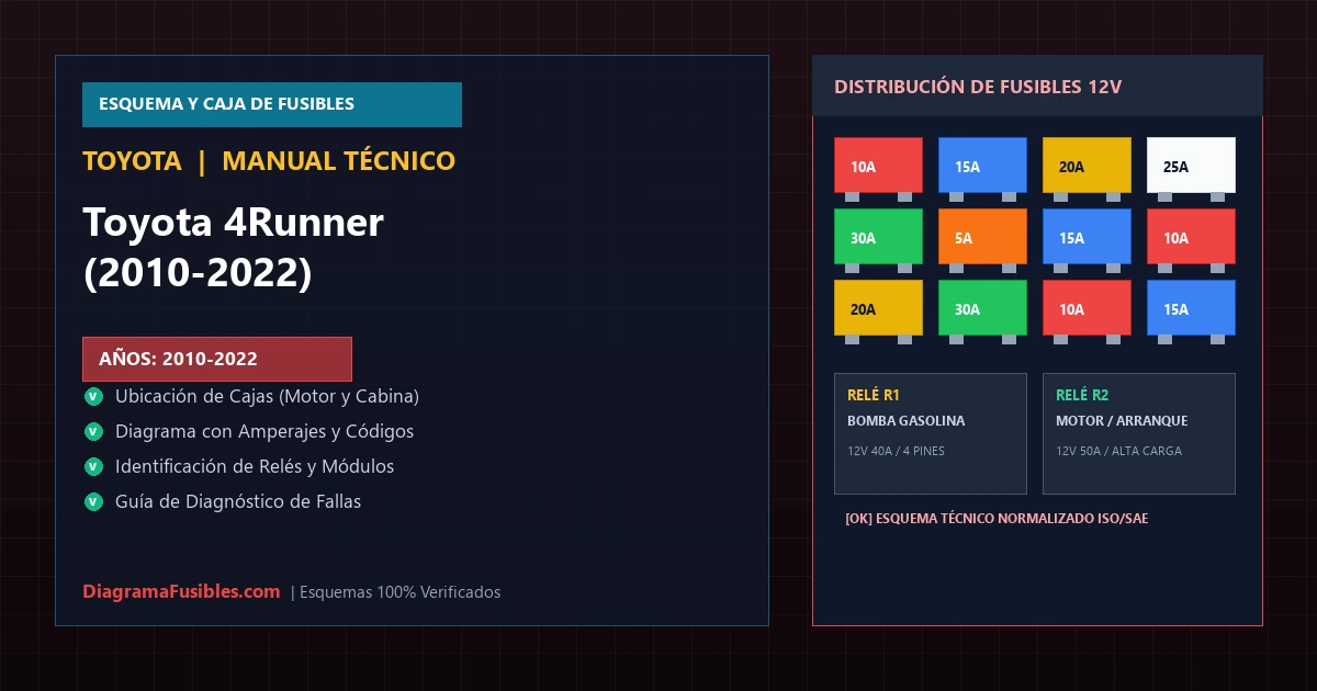 Diagrama de fusibles Toyota 4Runner (2010-2022)