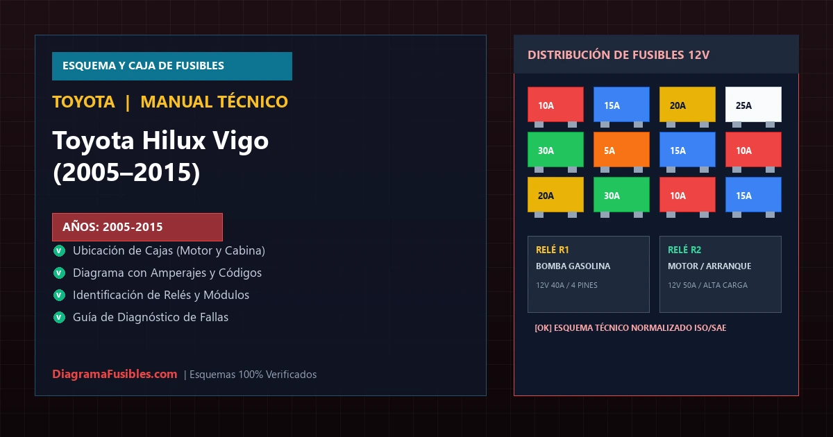 Diagrama de fusibles Toyota Hilux Vigo (2005–2015)