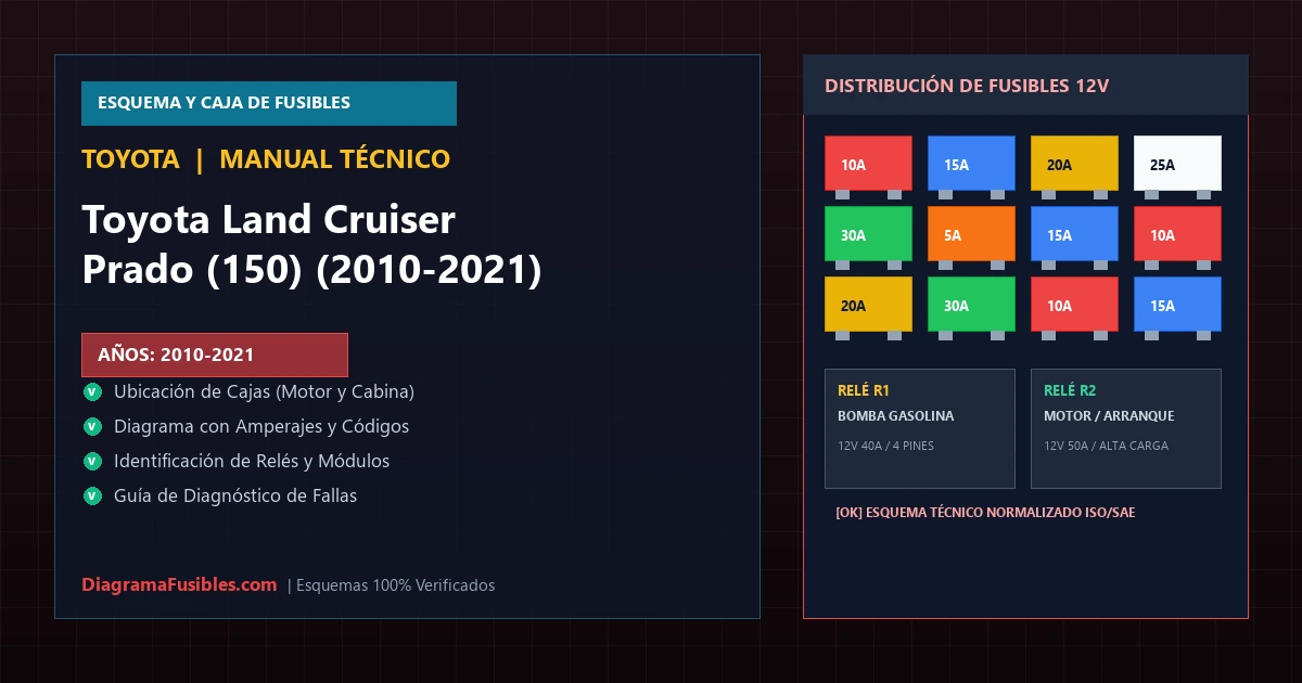 Diagrama de fusibles Toyota Land Cruiser Prado (150) (2010-2021)