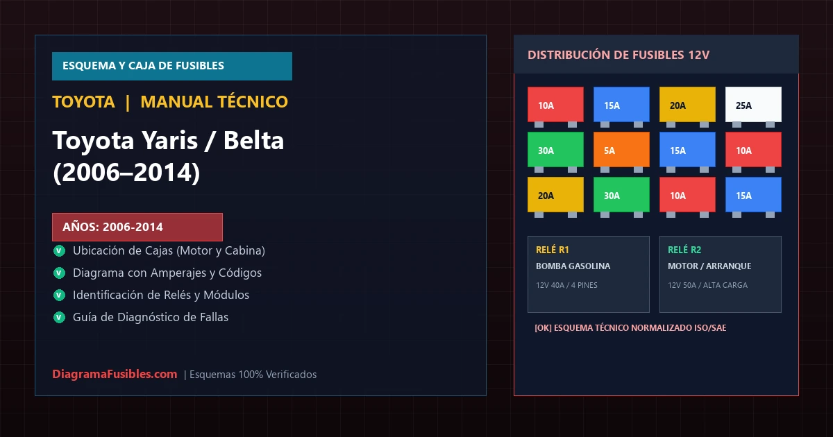 Diagrama de fusibles Toyota Yaris / Belta (2006–2014)