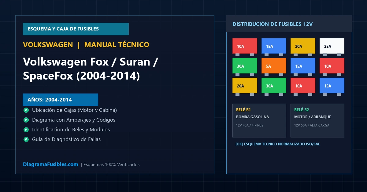 Diagrama de fusibles Volkswagen Fox / Suran / SpaceFox (2004-2014)