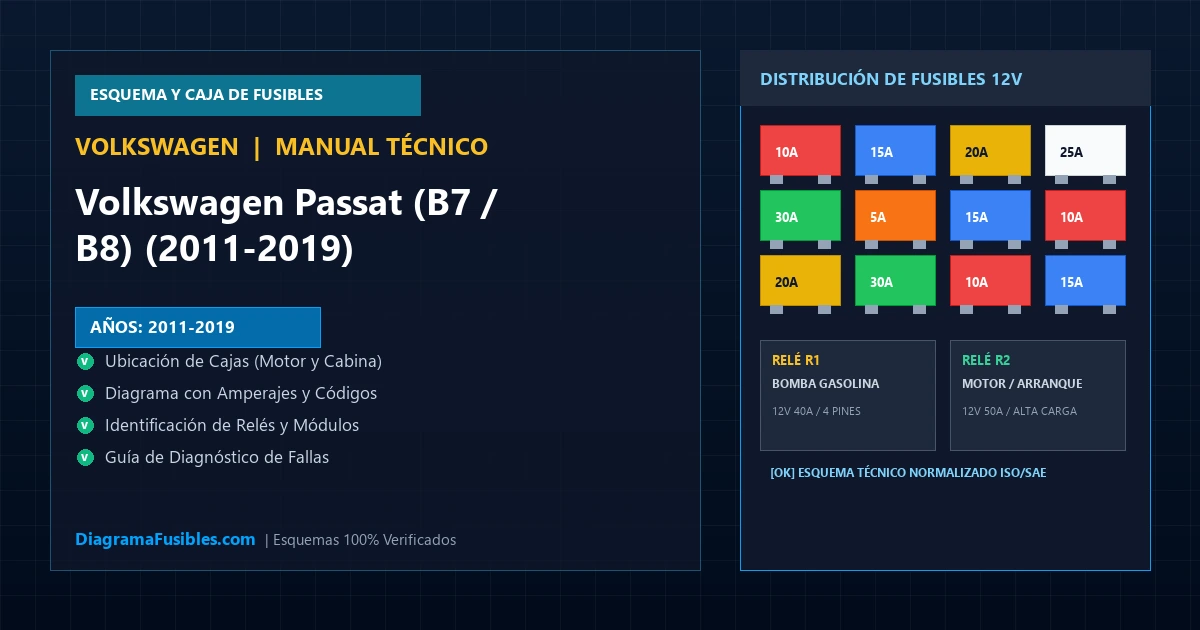 Diagrama de fusibles Volkswagen Passat (B7 / B8) (2011-2019)
