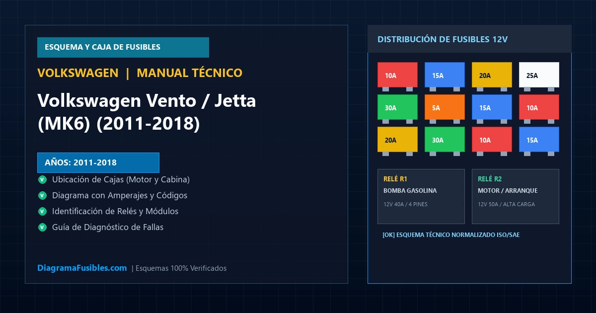Diagrama de fusibles Volkswagen Vento / Jetta (MK6) (2011-2018)